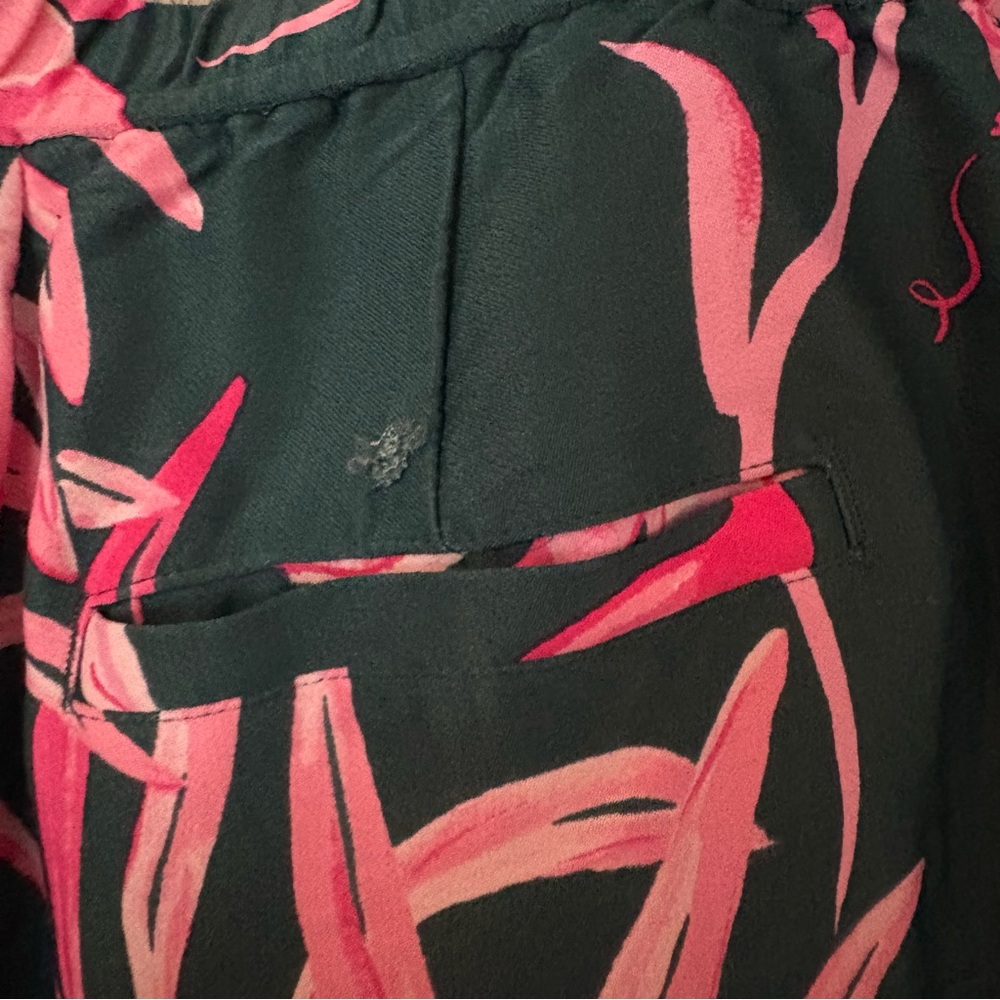 Anthropologie Tropical Floral Breezy Print Wide Leg Pants Green Pink Size 2 - Picture 5 of 13